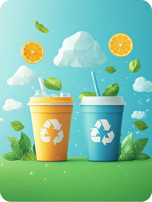 Recycled coffee cup with green elements